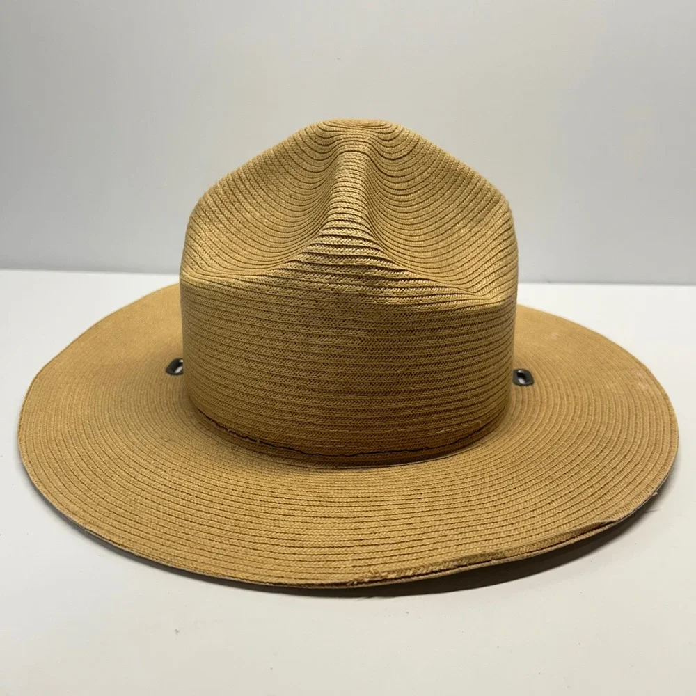 Stratton Hats Campaign Hat Tan Mens 7 3/8 Straw Drill Sergeant Ranger Uniform